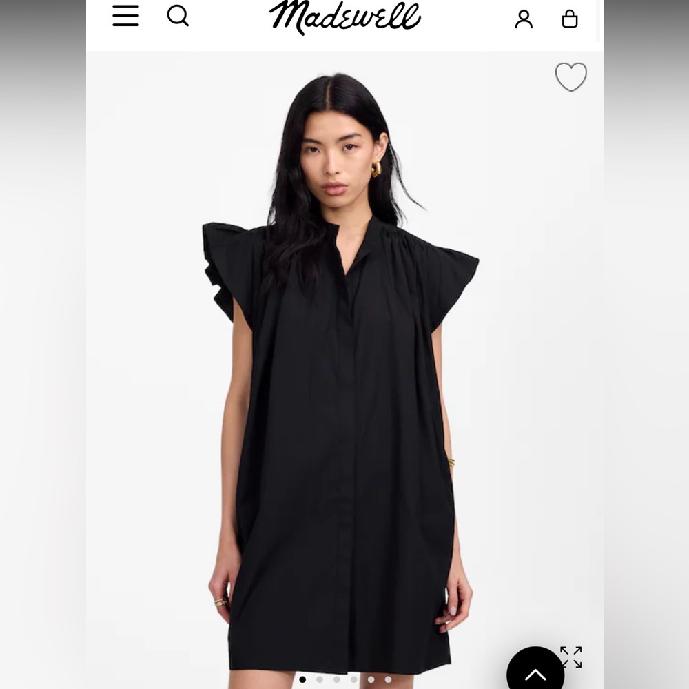 Madewell Black Mini Dress with Ruffle Sleeves in Poplin